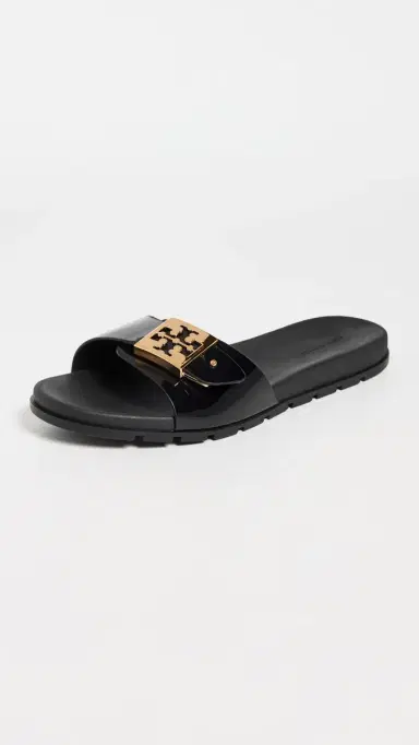 Tory Burch Buckle Slides Perfect Black/Gold | Thumbnail 5 Tory Burch Buckle Slides Perfect Black/Gold | Thumbnail 5
