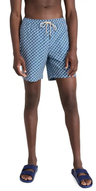 Fair Harbor The Bayberry Swim Trunks 7 Navy Geo | Thumbnail 1 Fair Harbor The Bayberry Swim Trunks 7 Navy Geo | Thumbnail 1