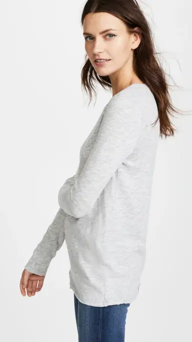 ATM Anthony Thomas Melillo Long Sleeve Destroyed Wash Tee Heather Grey | Thumbnail 4 ATM Anthony Thomas Melillo Long Sleeve Destroyed Wash Tee Heather Grey | Thumbnail 4