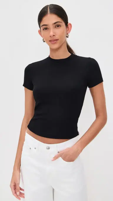 Stateside Fine 2x1 Rib Baby Tee Black | Thumbnail 2 Stateside Fine 2x1 Rib Baby Tee Black | Thumbnail 2