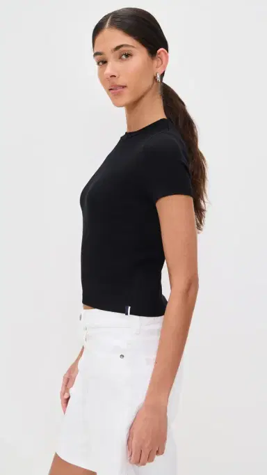 Stateside Fine 2x1 Rib Baby Tee Black | Thumbnail 4 Stateside Fine 2x1 Rib Baby Tee Black | Thumbnail 4