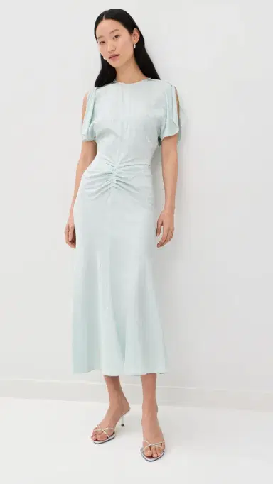 Victoria Beckham Bela Midi Dress Aquamarine | Thumbnail 2 Victoria Beckham Bela Midi Dress Aquamarine | Thumbnail 2