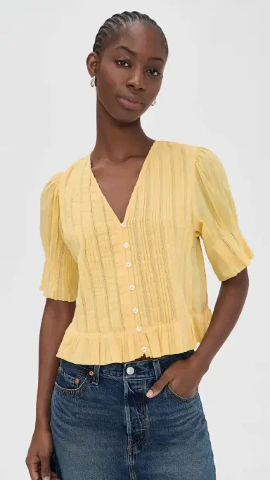 Sea Alberte Solid Bubble Sleeve Blouse Yellow L | Thumbnail 2 Sea Alberte Solid Bubble Sleeve Blouse Yellow L | Thumbnail 2