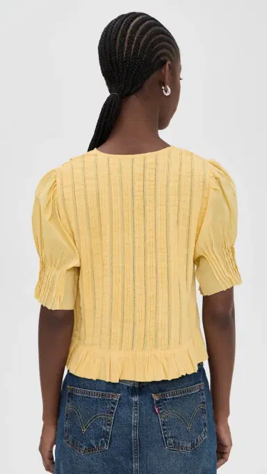 Sea Alberte Solid Bubble Sleeve Blouse Yellow L | Thumbnail 3 Sea Alberte Solid Bubble Sleeve Blouse Yellow L | Thumbnail 3
