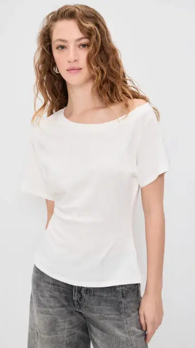 EB Denim Elena Off Shoulder Tee White | Thumbnail 2 EB Denim Elena Off Shoulder Tee White | Thumbnail 2