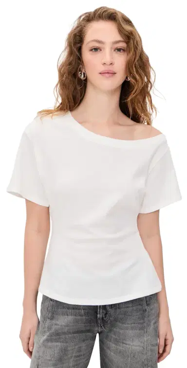 EB Denim Elena Off Shoulder Tee White | Thumbnail 1 EB Denim Elena Off Shoulder Tee White | Thumbnail 1