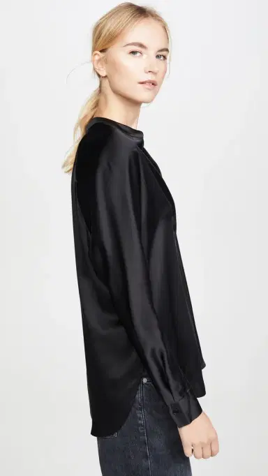Vince Band Collar Blouse Black M | Thumbnail 4 Vince Band Collar Blouse Black M | Thumbnail 4