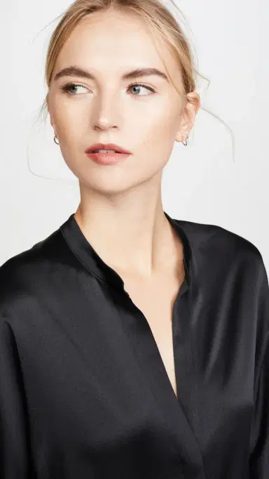 Vince Band Collar Blouse Black M | Thumbnail 6 Vince Band Collar Blouse Black M | Thumbnail 6