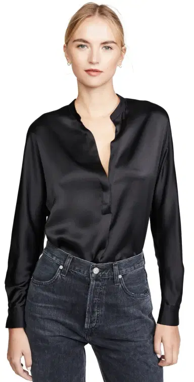 Vince Band Collar Blouse Black M | Thumbnail 1 Vince Band Collar Blouse Black M | Thumbnail 1