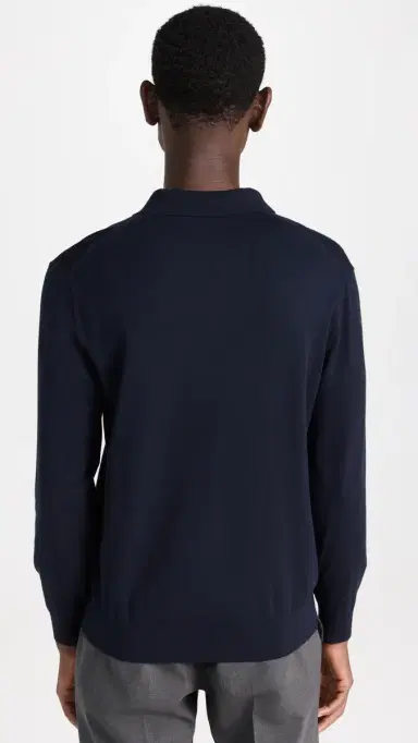 Theory Goris Polo Long Sleeve in Light Bilen Baltic L | Thumbnail 3 Theory Goris Polo Long Sleeve in Light Bilen Baltic L | Thumbnail 3