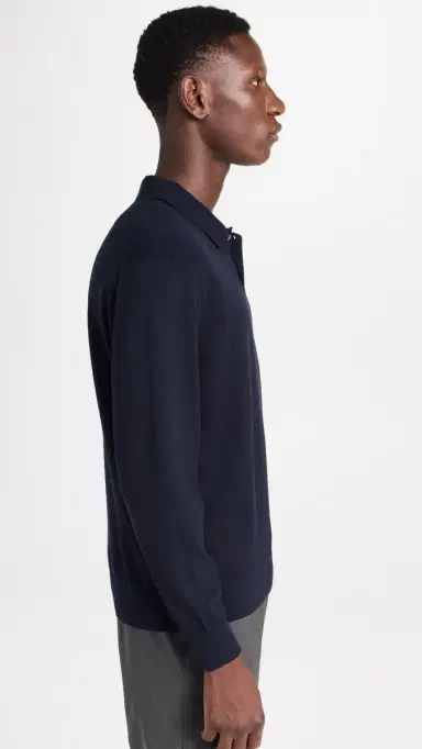Theory Goris Polo Long Sleeve in Light Bilen Baltic L | Thumbnail 4 Theory Goris Polo Long Sleeve in Light Bilen Baltic L | Thumbnail 4