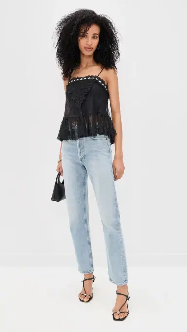 ALICE + OLIVIA Alessia Lace Ruffle Top Black | Thumbnail 5 ALICE + OLIVIA Alessia Lace Ruffle Top Black | Thumbnail 5