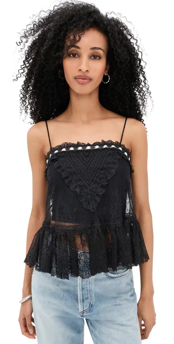 Alessia Lace Ruffle Top Black Alessia Lace Ruffle Top Black