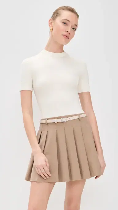 SIMKHAI Abbie Short Sleeve Mini Dress Cream ulti | Thumbnail 2 SIMKHAI Abbie Short Sleeve Mini Dress Cream ulti | Thumbnail 2