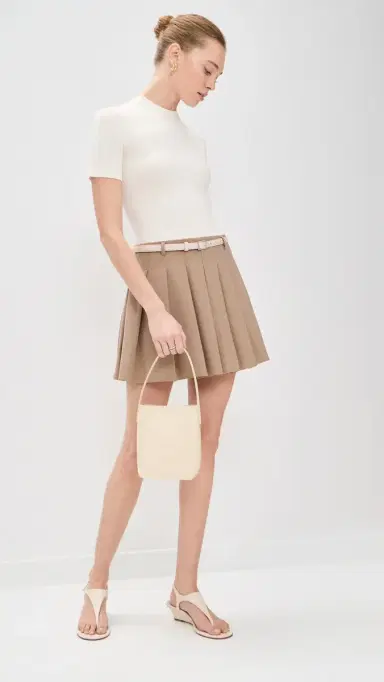 SIMKHAI Abbie Short Sleeve Mini Dress Cream ulti | Thumbnail 5 SIMKHAI Abbie Short Sleeve Mini Dress Cream ulti | Thumbnail 5