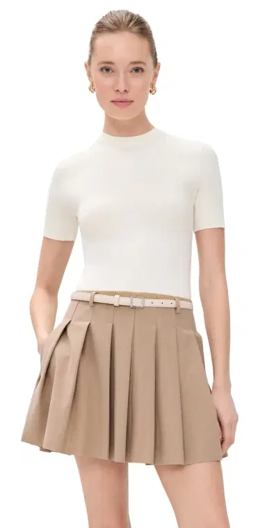SIMKHAI Abbie Short Sleeve Mini Dress Cream ulti | Thumbnail 1 SIMKHAI Abbie Short Sleeve Mini Dress Cream ulti | Thumbnail 1