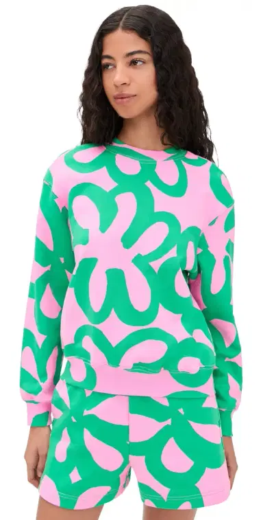 Marimekko Leiot Jattikukka Kioski Sweatshirt Light Pink/Green | Thumbnail 1 Marimekko Leiot Jattikukka Kioski Sweatshirt Light Pink/Green | Thumbnail 1