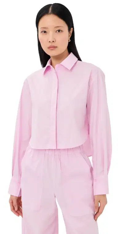 Simkhai Renata Cropped Button Down Shirt Tulip S | Thumbnail 1 Simkhai Renata Cropped Button Down Shirt Tulip S | Thumbnail 1