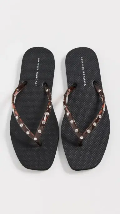 Loeffler Randall Taryn Crystal Jelly Flip Flops Brown/Black 5 | Thumbnail 2 Loeffler Randall Taryn Crystal Jelly Flip Flops Brown/Black 5 | Thumbnail 2
