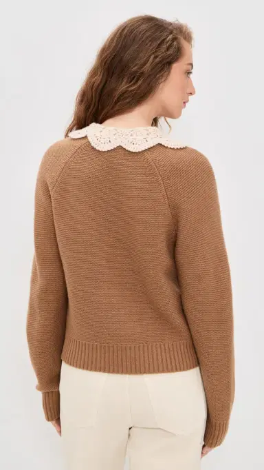 Marea Crochet Collar Sweater Camel | Thumbnail 3 Marea Crochet Collar Sweater Camel | Thumbnail 3