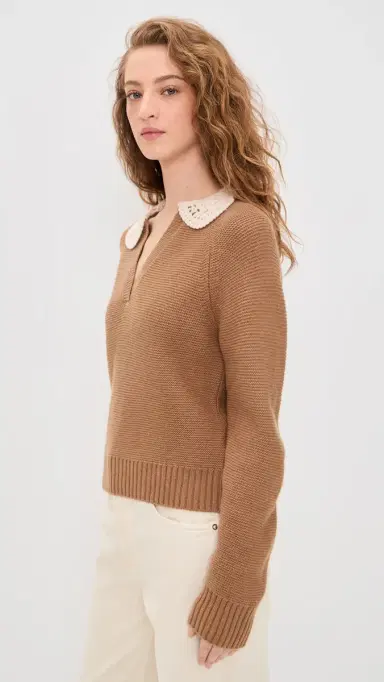 Marea Crochet Collar Sweater Camel | Thumbnail 4 Marea Crochet Collar Sweater Camel | Thumbnail 4