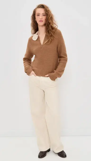 Marea Crochet Collar Sweater Camel | Thumbnail 5 Marea Crochet Collar Sweater Camel | Thumbnail 5