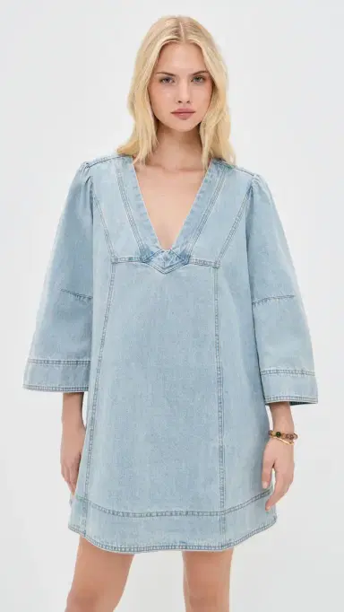 Free People Goldie Balloon leeve Celestial Blue | Thumbnail 2 Free People Goldie Balloon leeve Celestial Blue | Thumbnail 2