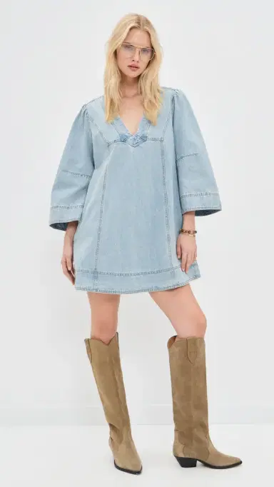 Free People Goldie Balloon leeve Celestial Blue | Thumbnail 5 Free People Goldie Balloon leeve Celestial Blue | Thumbnail 5