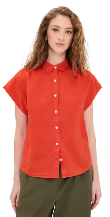 Alex Mill Maddie Blouse in inen Chili | Thumbnail 1 Alex Mill Maddie Blouse in inen Chili | Thumbnail 1