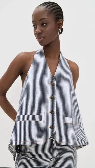 Lioness Hills Halter Top Navy Stripe | Thumbnail 2 Lioness Hills Halter Top Navy Stripe | Thumbnail 2