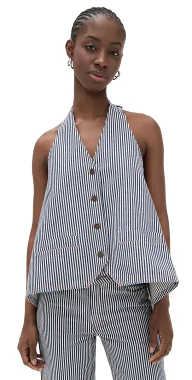 Lioness Hills Halter Top Navy Stripe | Thumbnail 1 Lioness Hills Halter Top Navy Stripe | Thumbnail 1