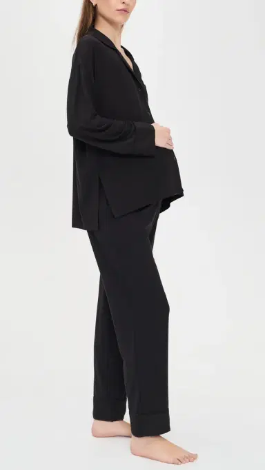 HATCH Ultra Soft Jersey Maternity Pajama Set Black | Thumbnail 4 HATCH Ultra Soft Jersey Maternity Pajama Set Black | Thumbnail 4