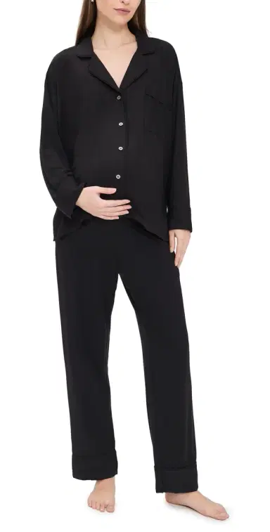HATCH Ultra Soft Jersey Maternity Pajama Set Black | Thumbnail 1 HATCH Ultra Soft Jersey Maternity Pajama Set Black | Thumbnail 1
