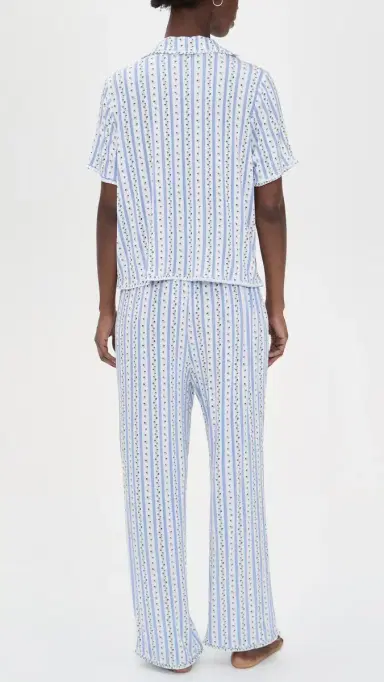 Hill House Home The Marina Pajama Set Petal Stripe Blue XS | Thumbnail 3 Hill House Home The Marina Pajama Set Petal Stripe Blue XS | Thumbnail 3