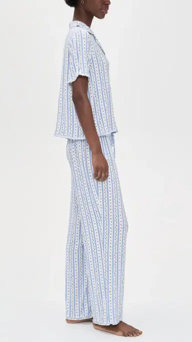 Hill House Home The Marina Pajama Set Petal Stripe Blue XS | Thumbnail 4 Hill House Home The Marina Pajama Set Petal Stripe Blue XS | Thumbnail 4