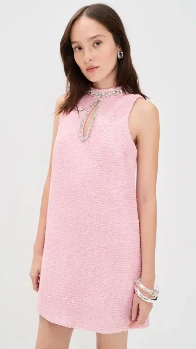 English Factory Rhinestone ini Tweed Dress Pink | Thumbnail 2 English Factory Rhinestone ini Tweed Dress Pink | Thumbnail 2