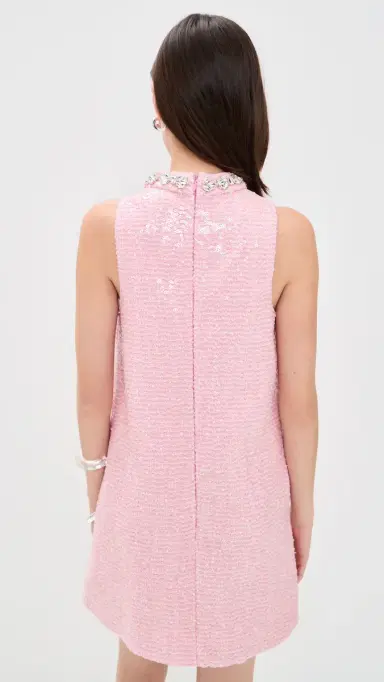 English Factory Rhinestone ini Tweed Dress Pink | Thumbnail 3 English Factory Rhinestone ini Tweed Dress Pink | Thumbnail 3