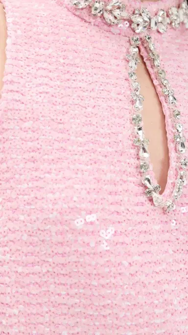 English Factory Rhinestone ini Tweed Dress Pink | Thumbnail 6 English Factory Rhinestone ini Tweed Dress Pink | Thumbnail 6
