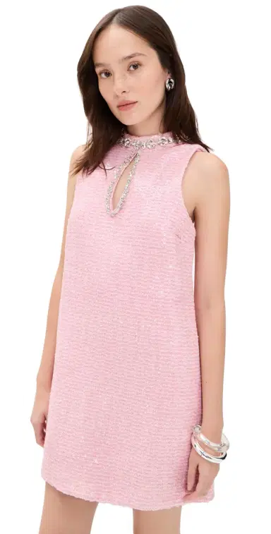 English Factory Rhinestone ini Tweed Dress Pink | Thumbnail 1 English Factory Rhinestone ini Tweed Dress Pink | Thumbnail 1