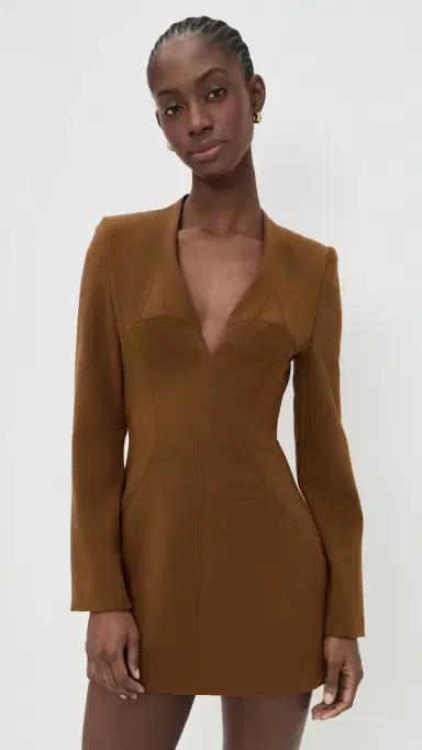 Black Halo Kenna Micro Mini Dress Mocha | Thumbnail 2 Black Halo Kenna Micro Mini Dress Mocha | Thumbnail 2