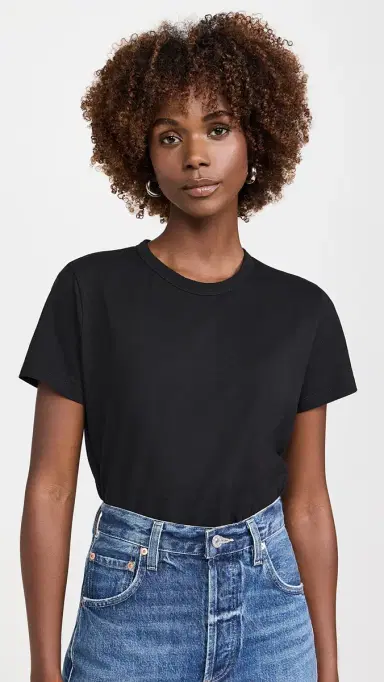 Madewell The Perfect Crewneck Tee in Allday Jersey Jet Black L | Thumbnail 2 Madewell The Perfect Crewneck Tee in Allday Jersey Jet Black L | Thumbnail 2