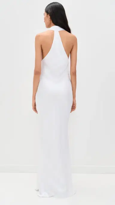 Norma Kamali Halter Drape Bias Gown Snow White L | Thumbnail 3 Norma Kamali Halter Drape Bias Gown Snow White L | Thumbnail 3