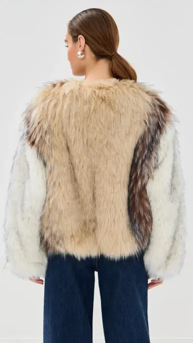 HALFBOY Faux Fur Bomber Camel/Black/Off White | Thumbnail 3 HALFBOY Faux Fur Bomber Camel/Black/Off White | Thumbnail 3