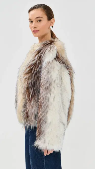 HALFBOY Faux Fur Bomber Camel/Black/Off White | Thumbnail 4 HALFBOY Faux Fur Bomber Camel/Black/Off White | Thumbnail 4