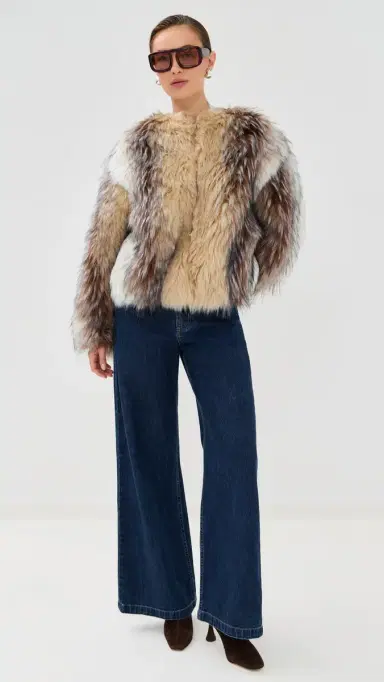 HALFBOY Faux Fur Bomber Camel/Black/Off White | Thumbnail 5 HALFBOY Faux Fur Bomber Camel/Black/Off White | Thumbnail 5