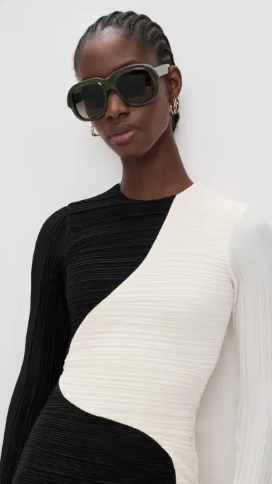 Dries Van Noten Round Sunglasses Khaki/Silver/Green Grad One Size | Thumbnail 3 Dries Van Noten Round Sunglasses Khaki/Silver/Green Grad One Size | Thumbnail 3