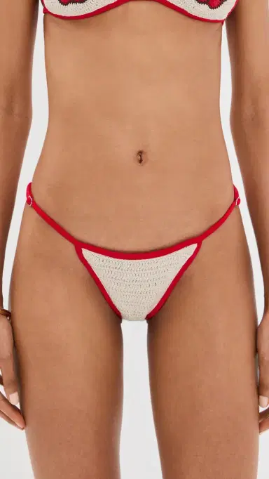 Leslie Amon Cynthia Crochet Bikini Bottoms Red White L | Thumbnail 2 Leslie Amon Cynthia Crochet Bikini Bottoms Red White L | Thumbnail 2