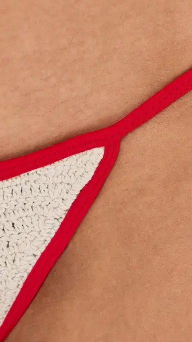 Leslie Amon Cynthia Crochet Bikini Bottoms Red White L | Thumbnail 5 Leslie Amon Cynthia Crochet Bikini Bottoms Red White L | Thumbnail 5