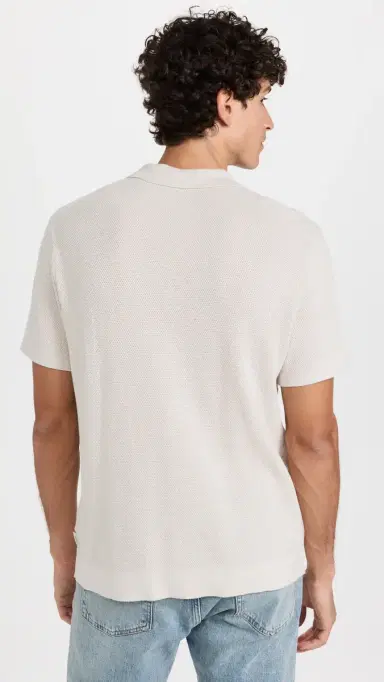 Onia Cotton Textured Knit Polo Stone L | Thumbnail 3 Onia Cotton Textured Knit Polo Stone L | Thumbnail 3