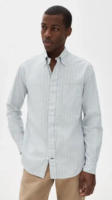 Gitman Vintage Japanese Dobby Stripe Shirt Blue | Thumbnail 2 Gitman Vintage Japanese Dobby Stripe Shirt Blue | Thumbnail 2